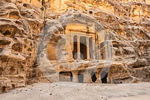 Triclinium at the archeaological site and UNESCO World Heritage site of Little Petra, Jordan