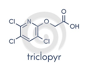 Triclopyr herbicide broadleaf weed killer molecule. Skeletal formula.