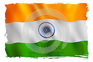 Tricolor banner with Indian flag for 26th January Happy Republic Day of India