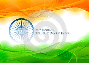 Tricolor banner with Indian flag for 26th January Happy Republic Day of India