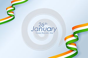 tricolor banner with Indian flag for 26th January Happy Republic Day of India