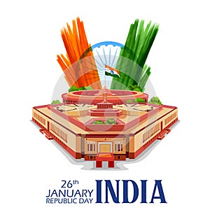 tricolor banner with Indian flag for 26th January Happy Republic Day of India