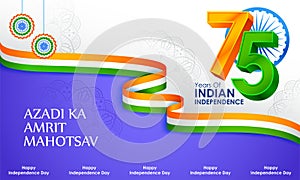 tricolor banner with Indian flag for 75th Independence Day of India on 15th August