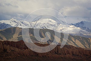 Tricolor mountains near Lake Issyk-Kul, Kyrgyzstan