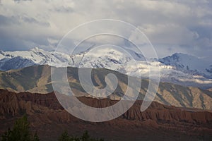 Tricolor mountains near Lake Issyk-Kul, Kyrgyzstan