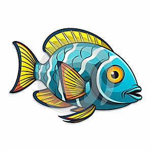 Tricolor oranda goldfish marble betta fish cosmic blue tetra fish cartoon vector full white guppy