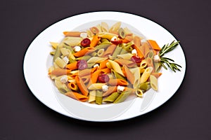 Tricolor pasta dish