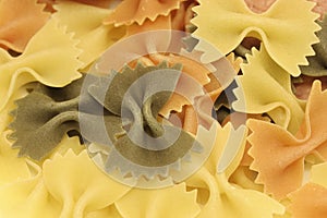 Tricolored farfalle pasta