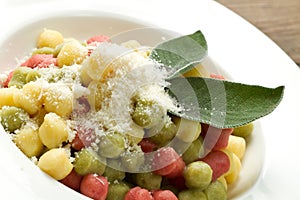 Tricolour gnocchi with sage