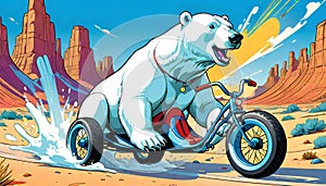 tricycle bicycle bike polar bear desert cycle activity