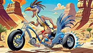 tricycle bicycle bike road runner bird biker terror