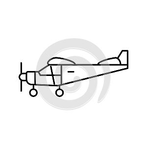 tricycle gear airplane aircraft line icon vector illustration