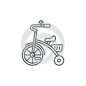 tricycle icon vector from kids concept. Thin line illustration of tricycle editable stroke. tricycle linear sign for use on web