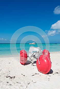 Tricycle at Isla Mujeres beach, tropical paradise, caribbean. Me