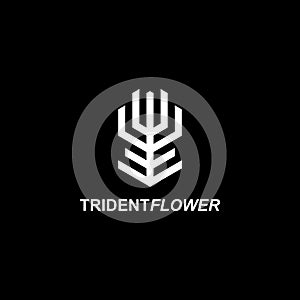 Trident Flower Abstract Logo Design. HYE Initials Logo