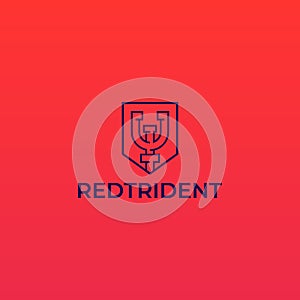 Trident navigation vector logo design template