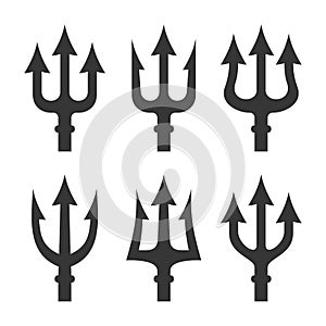 Trident Silhouette Set on White Background. Vector photo