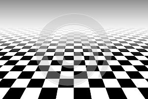 Tridimensional chessboard black and white pattern photo