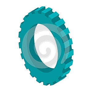 Tridimensional silhouette blue gear wheel icon