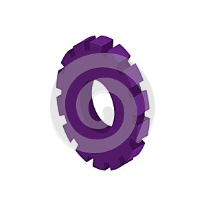 Tridimensional silhouette purple gear wheel icon