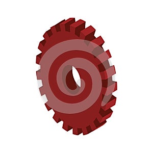Tridimensional silhouette red gear wheel icon