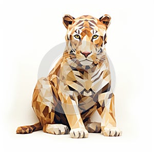 Tridimensional Tiger: Low Poly Artwork With Martin Creed-inspired Style