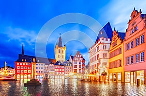 Trier, Germany. Hauptmarkt, the Main Market at night