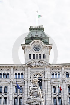 Trieste City Hall and Four Continents fountain in Italy photo