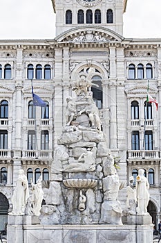 Trieste City Hall and Four Continents fountain in Italy photo