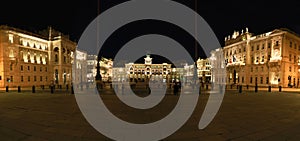 Trieste e Piazza UnitÃ  d`Italia at evening overview