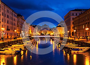Trieste, Italy Canale Grande at night photo