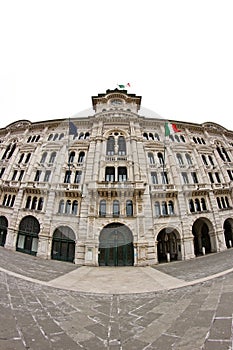 Trieste piazza UnitÃ  in fisheye