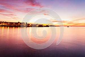 Trieste pier at sunset, Italy