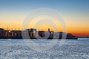 Trieste pier at sunset, Italy