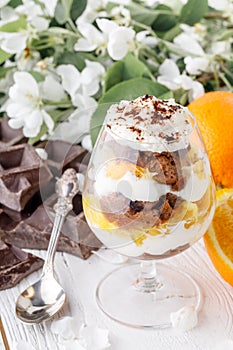 Trifle with fresh orange for breakfast