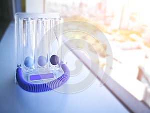 Triflow incentive spirometer for inhalation exercise lung.