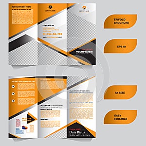 Modern trifold brochure template with flat and elegant concept photo