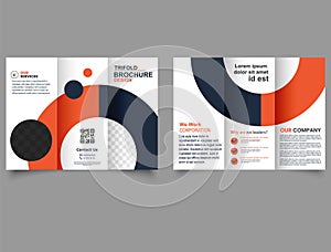 Trifold brochure with bright circles. Creative modern bright background with colorful circles and round