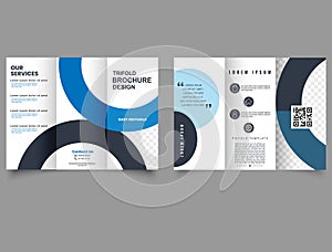 Trifold Brochure Layout with Circles. Vector editable template.