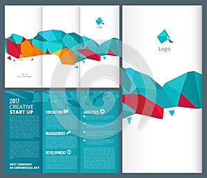 Trifold leaflet. Business brochure folded vector design template