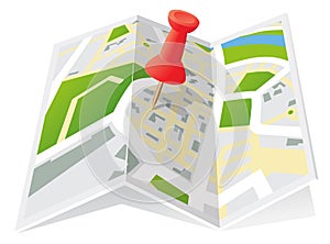 Trifold Town Map with Push Pin