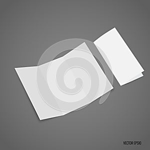 Trifold white template paper. Vector illustration