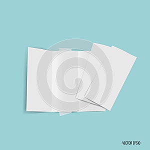 Trifold white template paper. Vector illustration