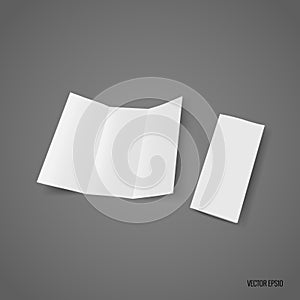 Trifold white template paper. Vector illustration