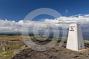 Trig point on North Berwick Law, East Lothian, Scotland