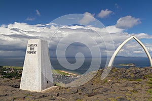 Trig point on North Berwick Law, East Lothian, Scotland