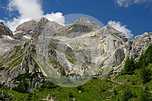 Triglav Peak seen from the chalet Vodnikov Dom