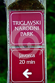 Triglavski narodni park sign in Slovenjia