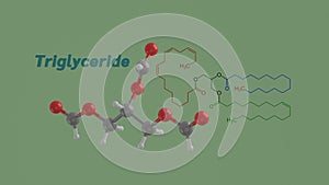 Triglyceride science molecule 3D render illustration