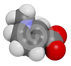 Trigonelline molecule. Metabolite of niacin (vitamin B3) but also found in a number of plants, including fenugreek. 3D rendering.